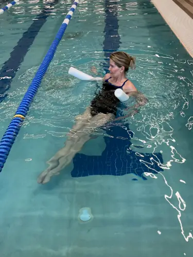 Swimmer using the twist as part of a swim workout