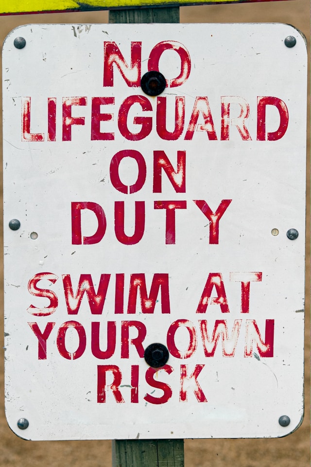 No Lifeguard On Duty Sign at the Beach