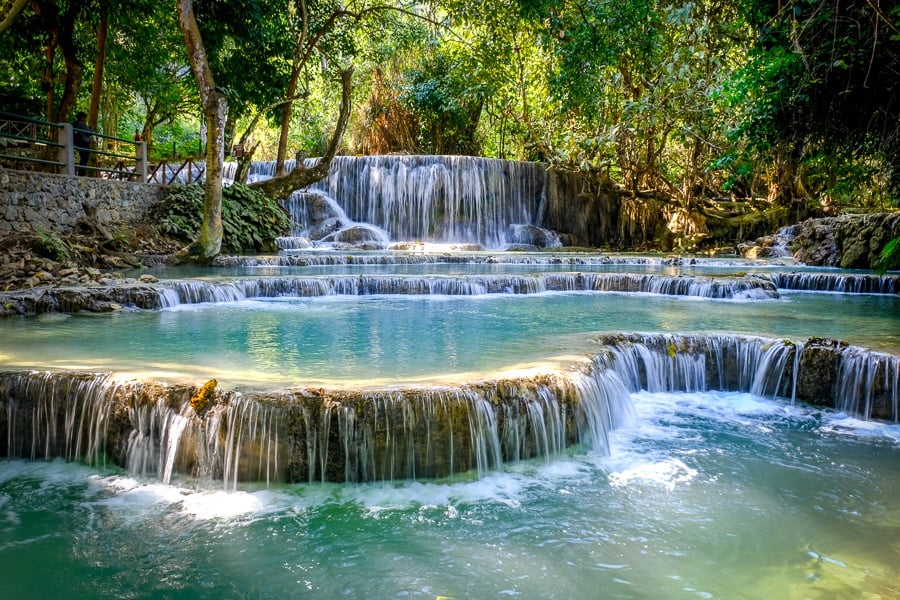 Kuang Si Falls, Luang Prabang, Laos beautiful waterfall for swimming