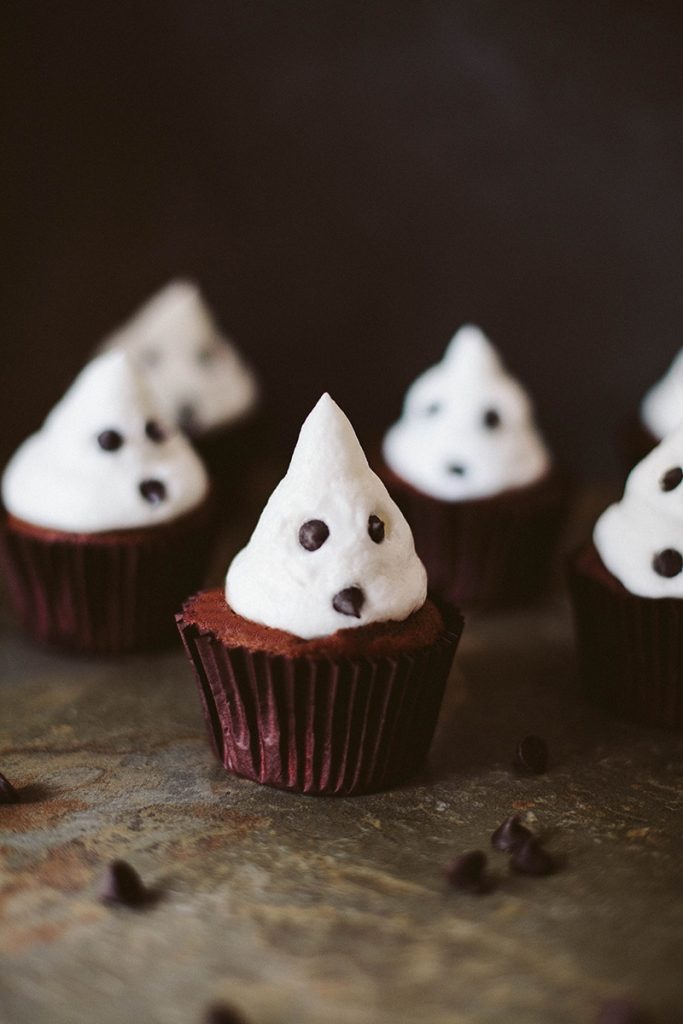 Halloween Vegan Cupcakes with marshmallow topping