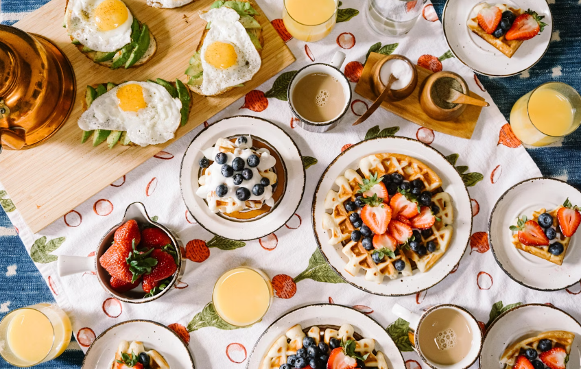 A collection of foods on a table infusing saffron example