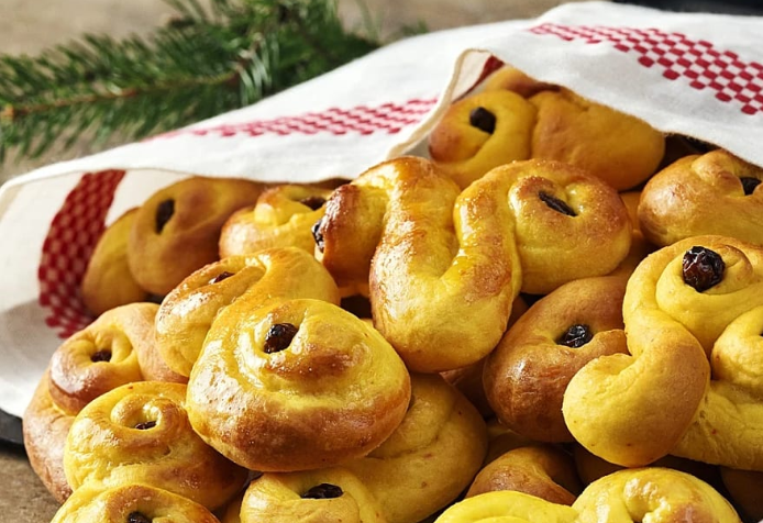 Swedish Svenska Lussebullar made with saffron spice the golden spice for Lucia and Christmas