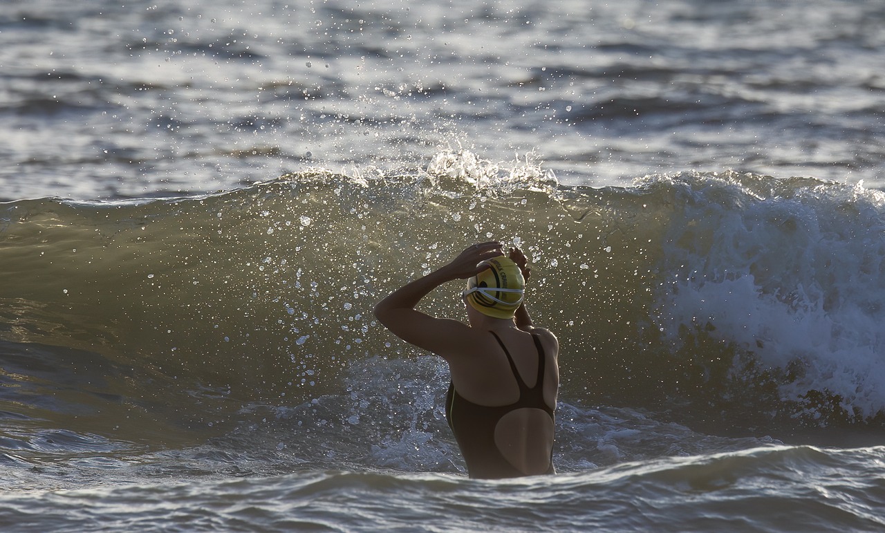 Woman swimming in ocean for exercise